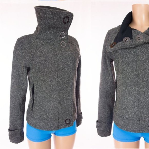 Lululemon Audrey  Brown Tweed Bomber Jacket Size 6 - Picture 16 of 16